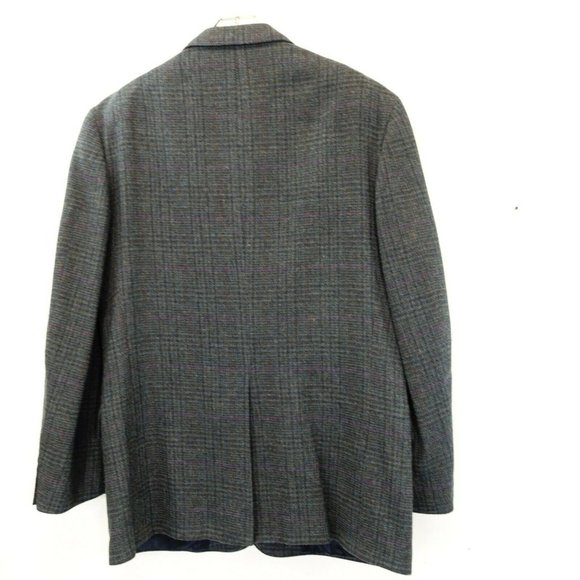 WOOLRICH Plaid Suit 42 Large Mens Wool Black Tweed Blazer Coat Notched Collar - Picture 11 of 12